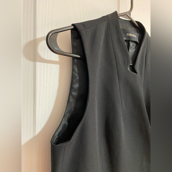 NWT Zara Mini V Neck Buttoned Pockets Sleeveless Preppy Vest Dress Size Medium - Picture 7 of 16